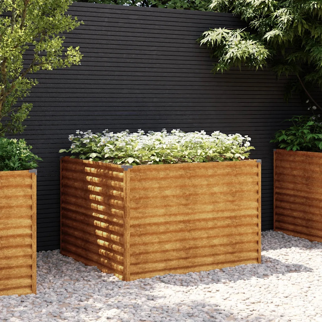 Fioriera Rialzata da Giardino 100x100x69 cm in Acciaio Corten 152002