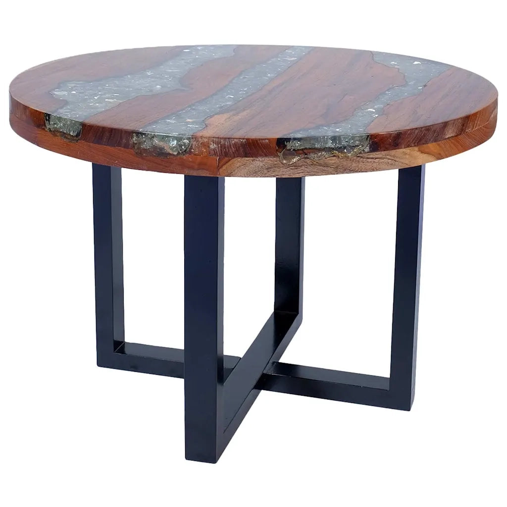 Tavolino da Salotto in Legno di Teak e Resina 60 cm 243466