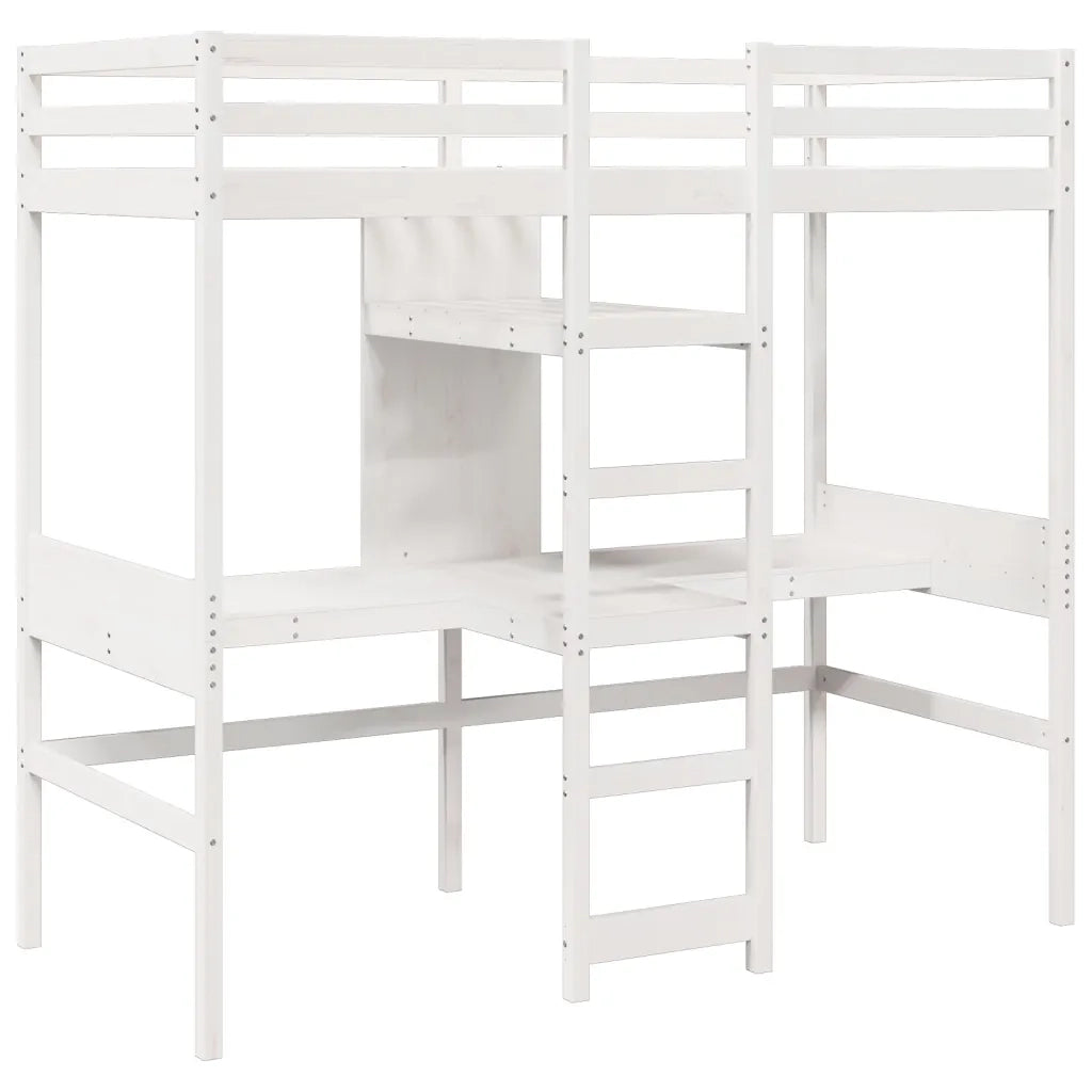 Giroletto Soppalco senza Materasso-Struttura Letto Bianco 75x190cm Legno Pino