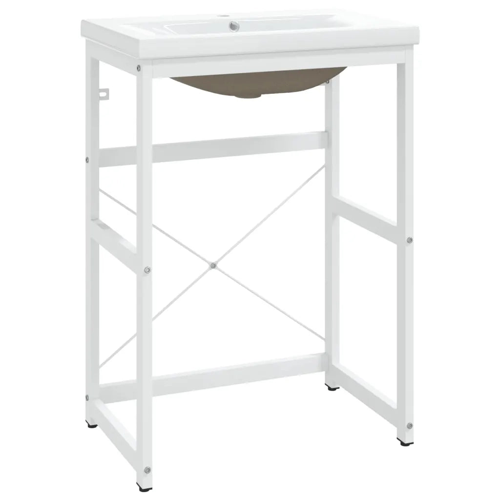 Telaio per Lavabo da Bagno con Lavabo Integrato-Struttura per Lavabo da Bagno Bianco in Ferro 890312