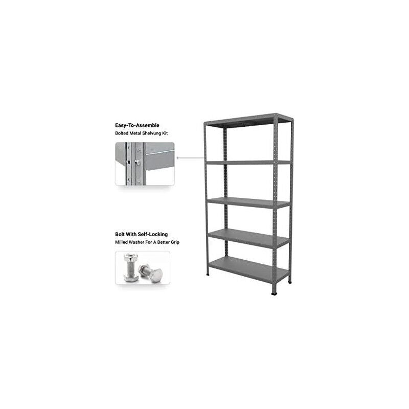SCAFFALE IN METALLO MARTELLATO ETTORE KIT BULLONI 100X40X H187 CM CON 5 SCAFFALI