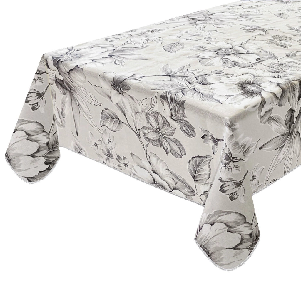 Tovaglia Cucina Antimacchia Bordata Cotone Plastificato Lavabile Floreale Shabby Chic - 135x230 Cm