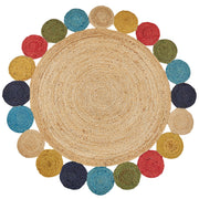 Tappeto in iuta naturale multicolore intrecciato 140 cm soggiorno camera da letto