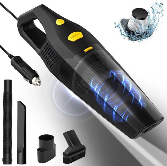 Aspiratore portatile con 7000 Pa di potenza di aspirazione - Aspiratore auto con motore 12 V - 984 ft cavo con illuminazione a LED