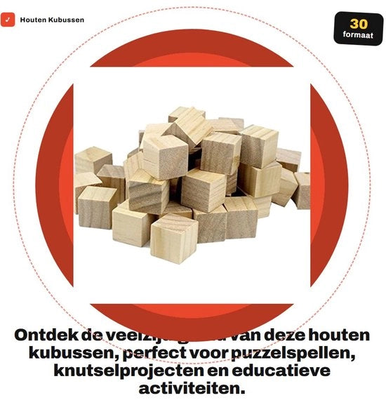 Blocco di Legno per Puzzle - 30 mm - Set da 24 pezzi - Per Progetti DIY Creativi - Sviluppa Abilità - Adatto per Bambini