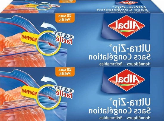 Sacchetti con chiusura a zip ermetici 1 litro - 2 x 20 sacchetti congelatore