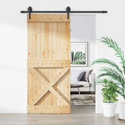 Porta scorrevole Naturale e Nero 90 x 210 cm 3445132