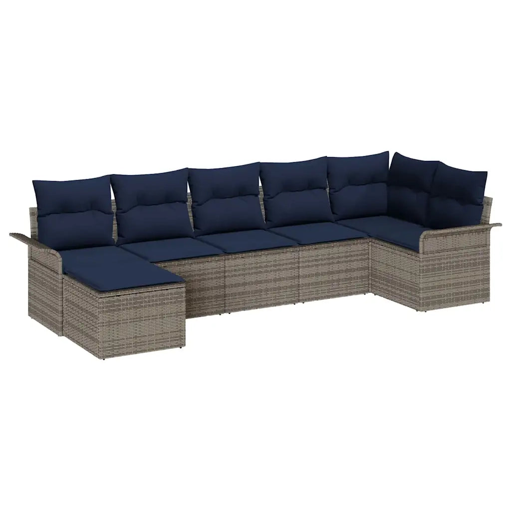 Set Divano da Giardino 7 pcs Grigio chiaro polyrattan