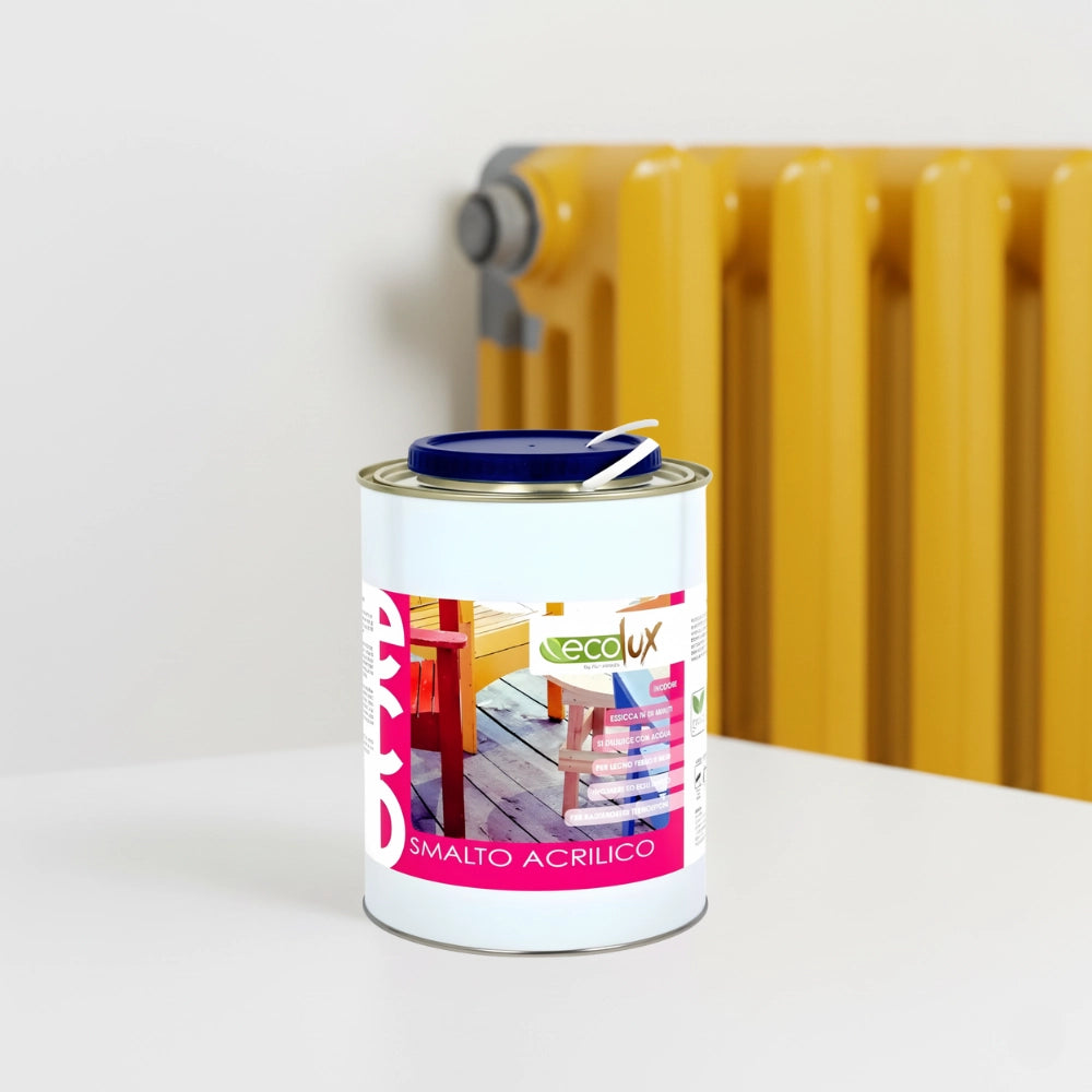 Ecolux smalto satinato acrilico ecologico per legno e metallo *** formato 2.5 lt, colore- giallo, confezione 1