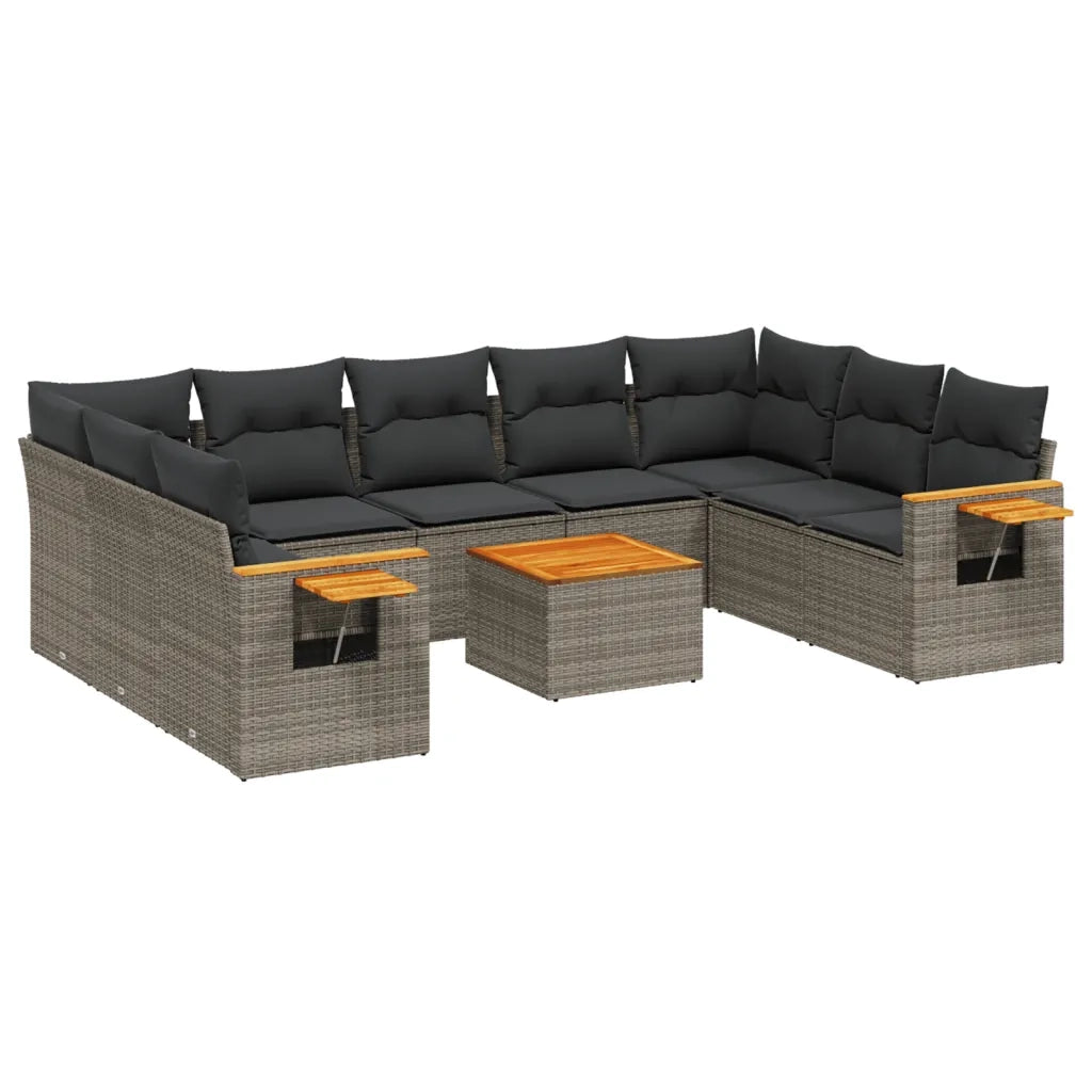 Set Divano da Giardino 10 pz con Cuscini Grigio in Polyrattancod mxl 115060