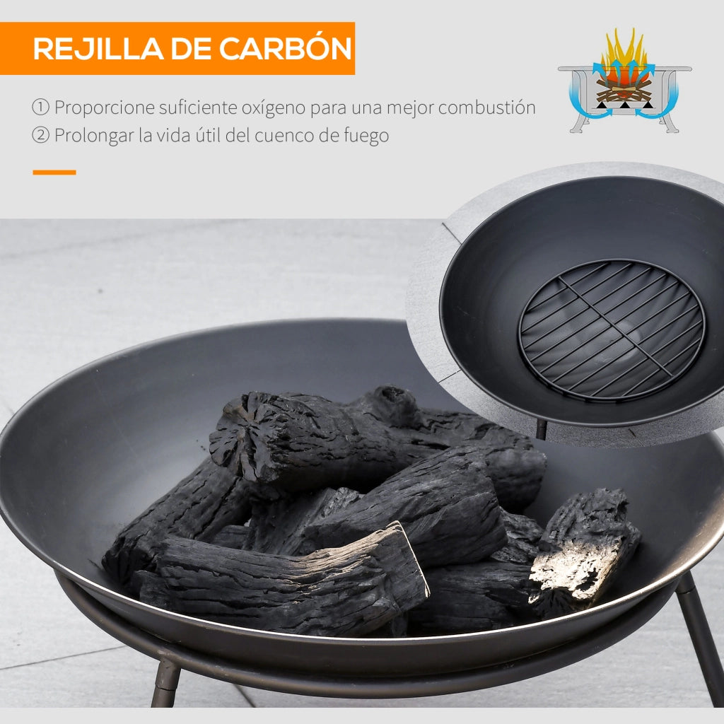 Brasero da esterno con coperchio e attizzatoio ¨C zephmum ¨C nero ?47x33 cm