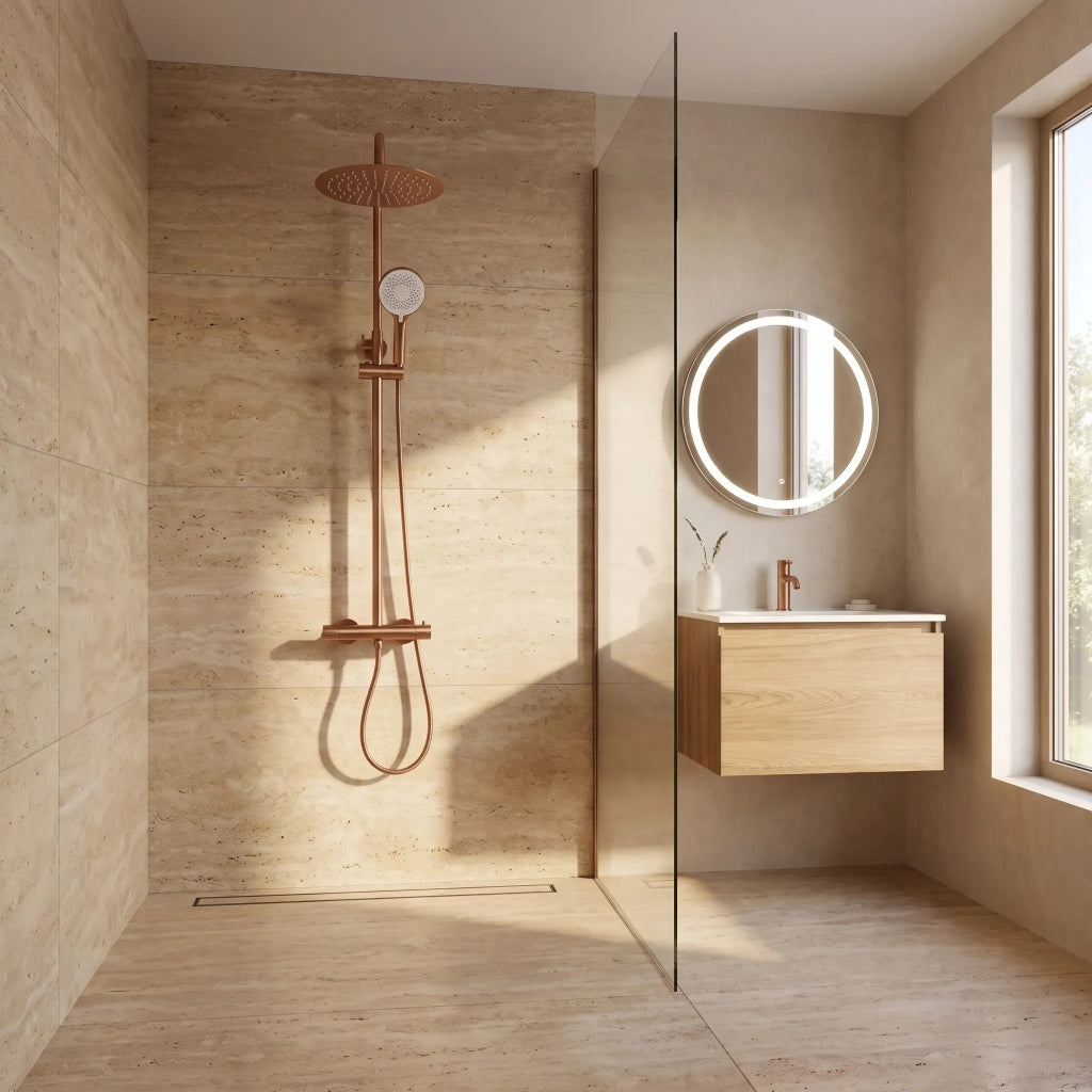 Set Doccia Da Incasso Con Termostatato Drop Brush Copper
