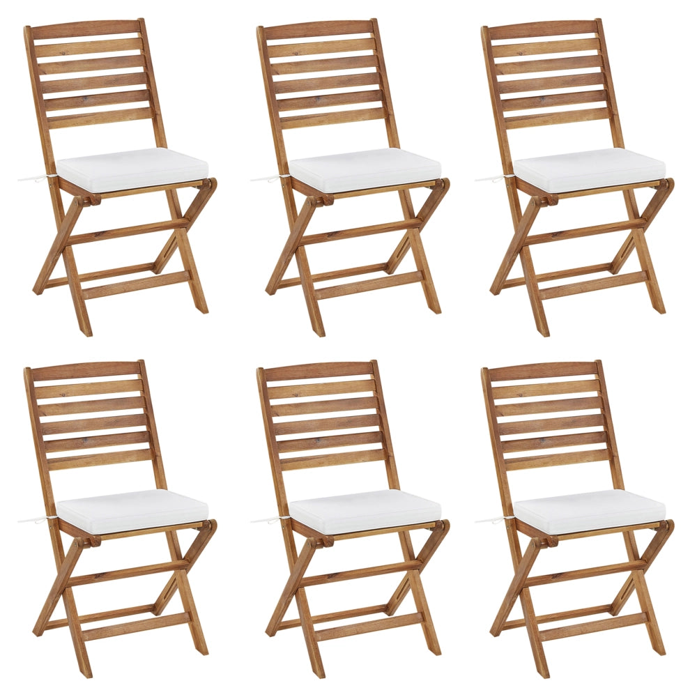 Set di 6 cuscini per sedie da esterno bianchi giardino terrazzo tessuto resistente