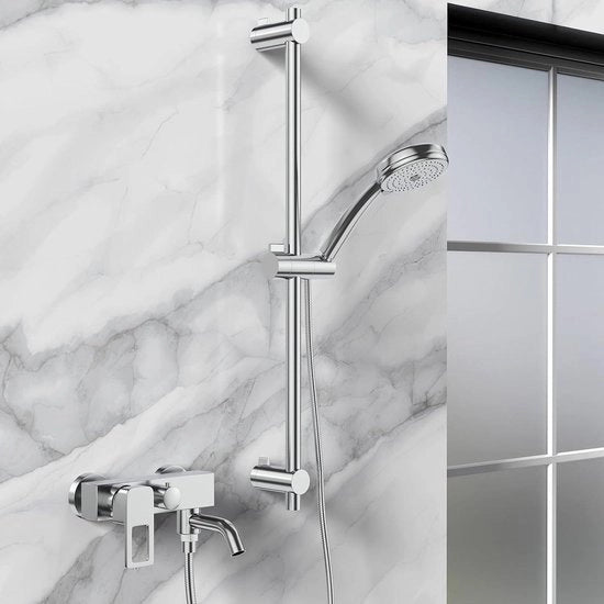 Stang per doccia elevabile con regolabile supporto per testa di doccia - asta di sostegno a goccia rotonda in acciaio inossidabile - 610 mm - accessori per la stanza da bagno