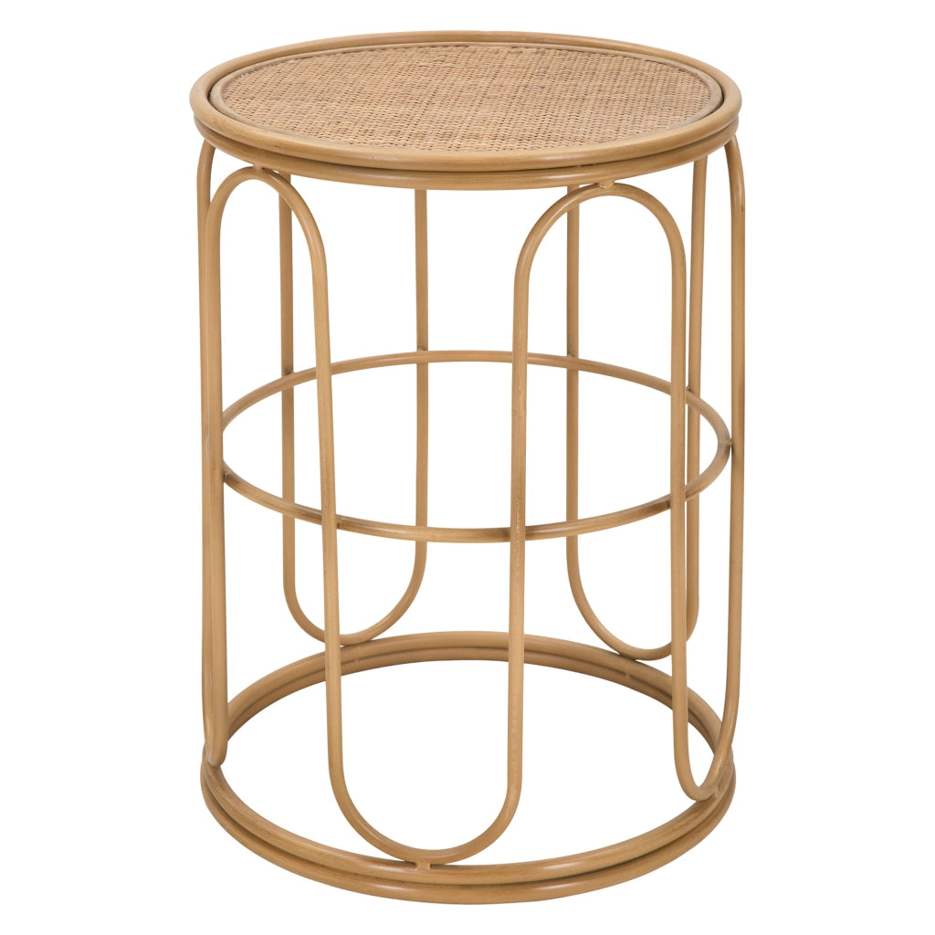 Socotr, Tavolino da Salotto Effetto Rattan, 40x40x55h cm Marrone