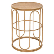 Socotr, Tavolino da Salotto Effetto Rattan, 40x40x55h cm Marrone