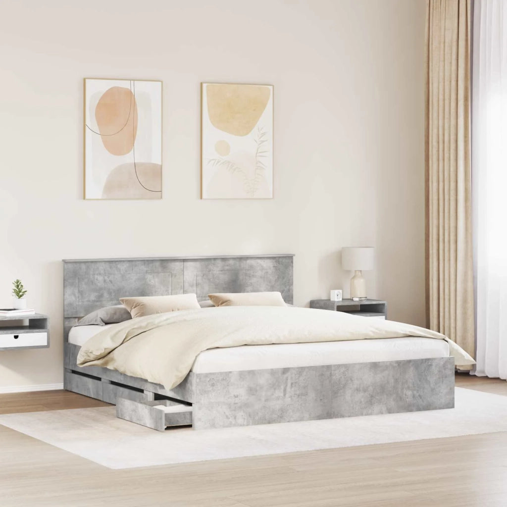 Struttura del letto con cassetto Grigio cemento 200 x 200 cm