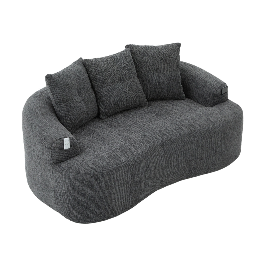 Divano 2 posti in chenille grigio con molle insacchettate