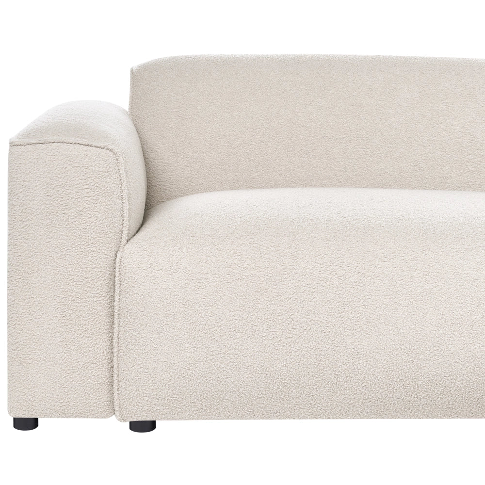 Divano angolare sinistro Rivestimento bouclé beige Gambe in legno di pino 3 posti Soggiorno