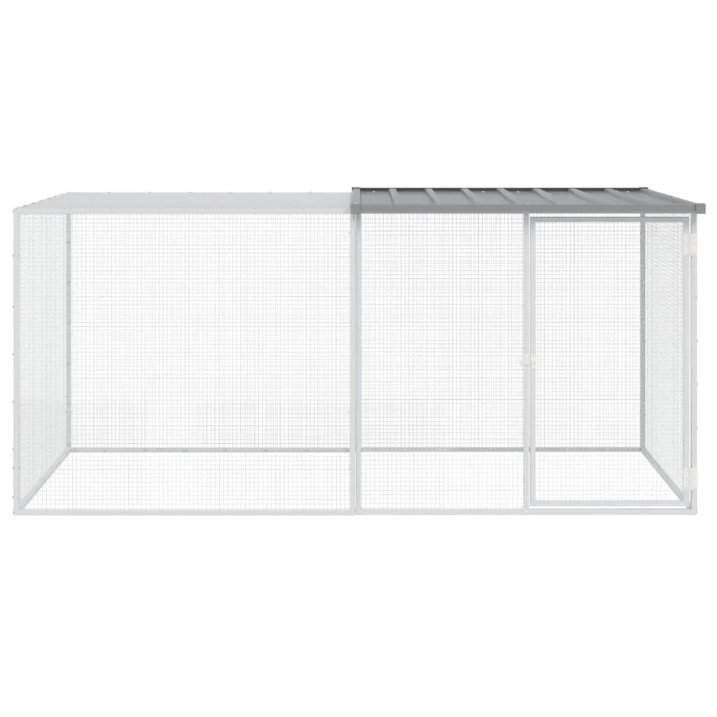 Gabbia Polli Tetto Grigio Chiaro 203x98x90 cm Acciaio Zincato 3189044