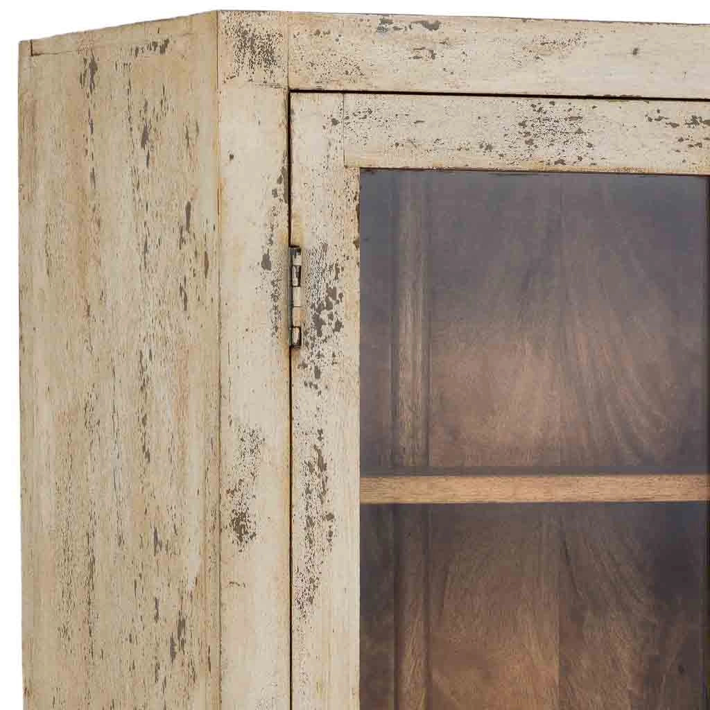 Vetrina artigianale in legno grigio invecchiato 85x40x180h cm
