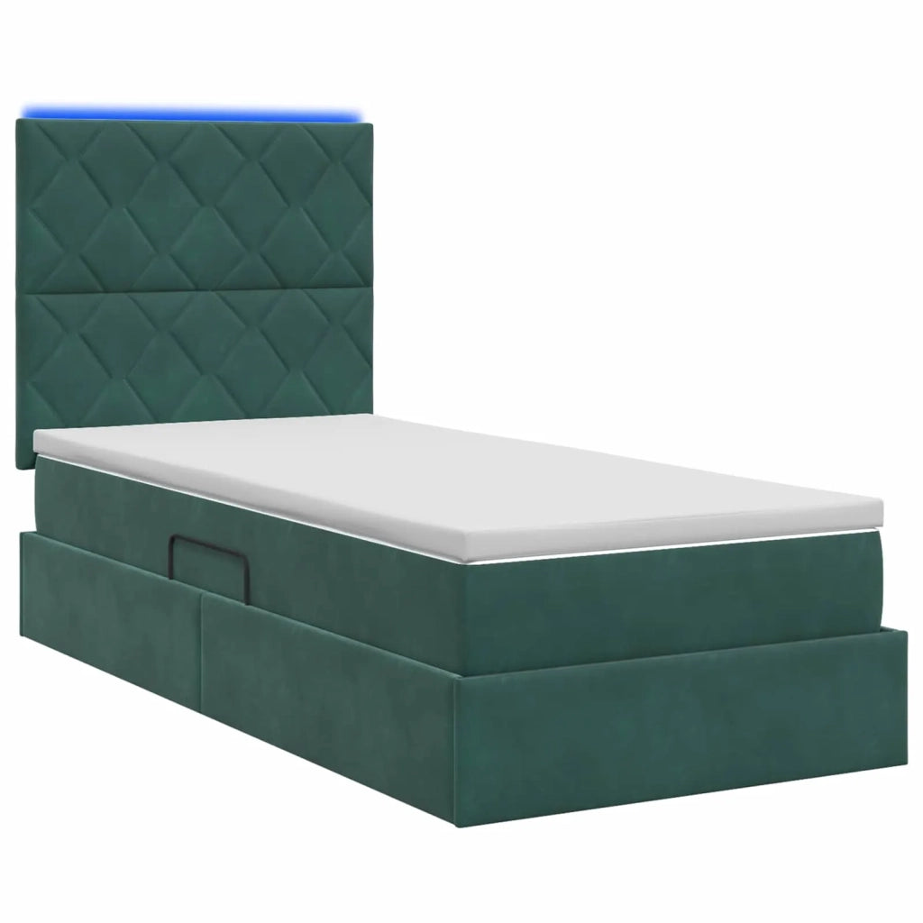Letto con contenitore LED e materasso Verde Scuro 100 x 200 cm 3460173