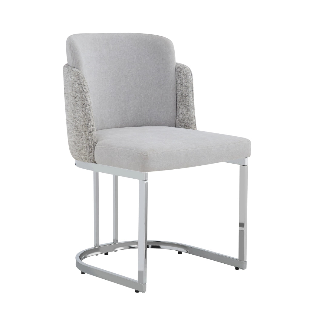 Set di 2 sedie da pranzo 61.49x59x54 cm con doppio schienale; gambe in metallo; chenille grigio argento