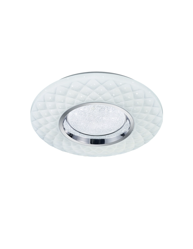 Plafoniera Moderna Led Dimmer Magnolia Bianco Decori Rombo Ø39 cm Trio Lighting