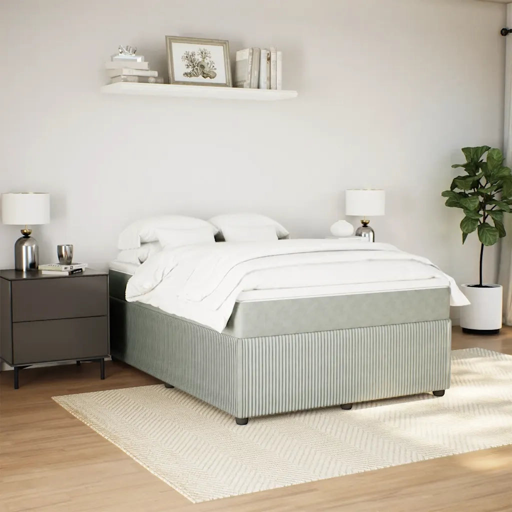 Giroletto a Molle con Materasso Grigio Chiaro 160x200cm Velluto