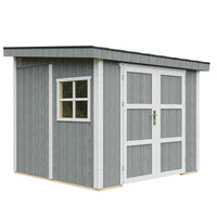 Casetta da giardino di qualità PREMIUM 5,9 mq - H231x248x294 cm - Senza pavimento e parete laterale - Timbela M938B-CAVERN STEEL