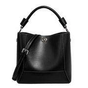 Borsa tote da donna in vera pelle, ideale per viaggi e viaggi, colore nero.