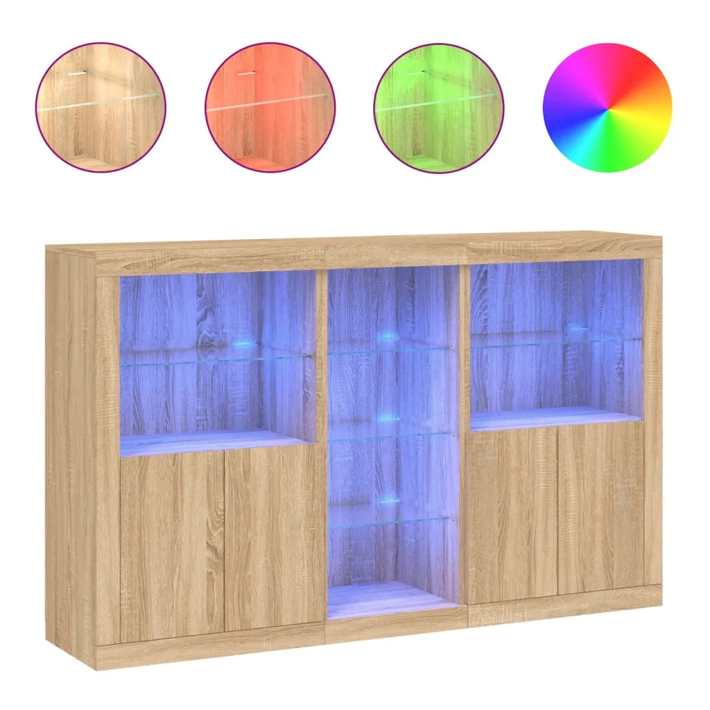 Credenza con Luci LED Rovere Sonoma 162x37x100 cmcod mxl 133835