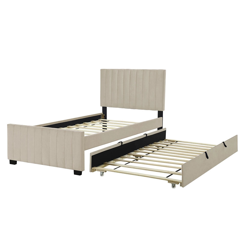 Letto bambino-Xylo-90x190 cm-ribaltabile, velluto, beige