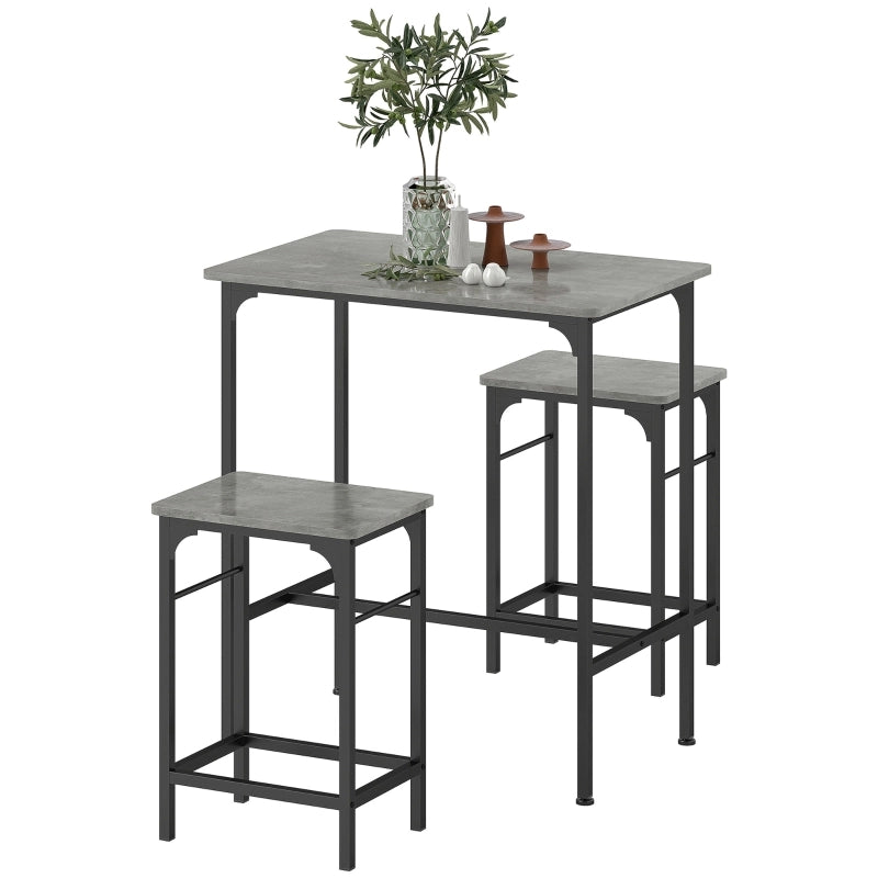 TAVOLO BAR Set da 3 pezzi 80x50x87 cm Grigio Acciaio