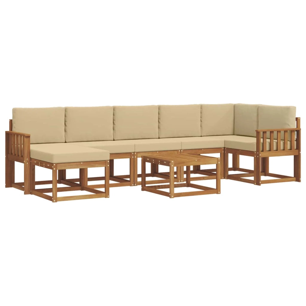 Set di divani da esterno con cuscino 8 pcs Naturale e Beige 3366741