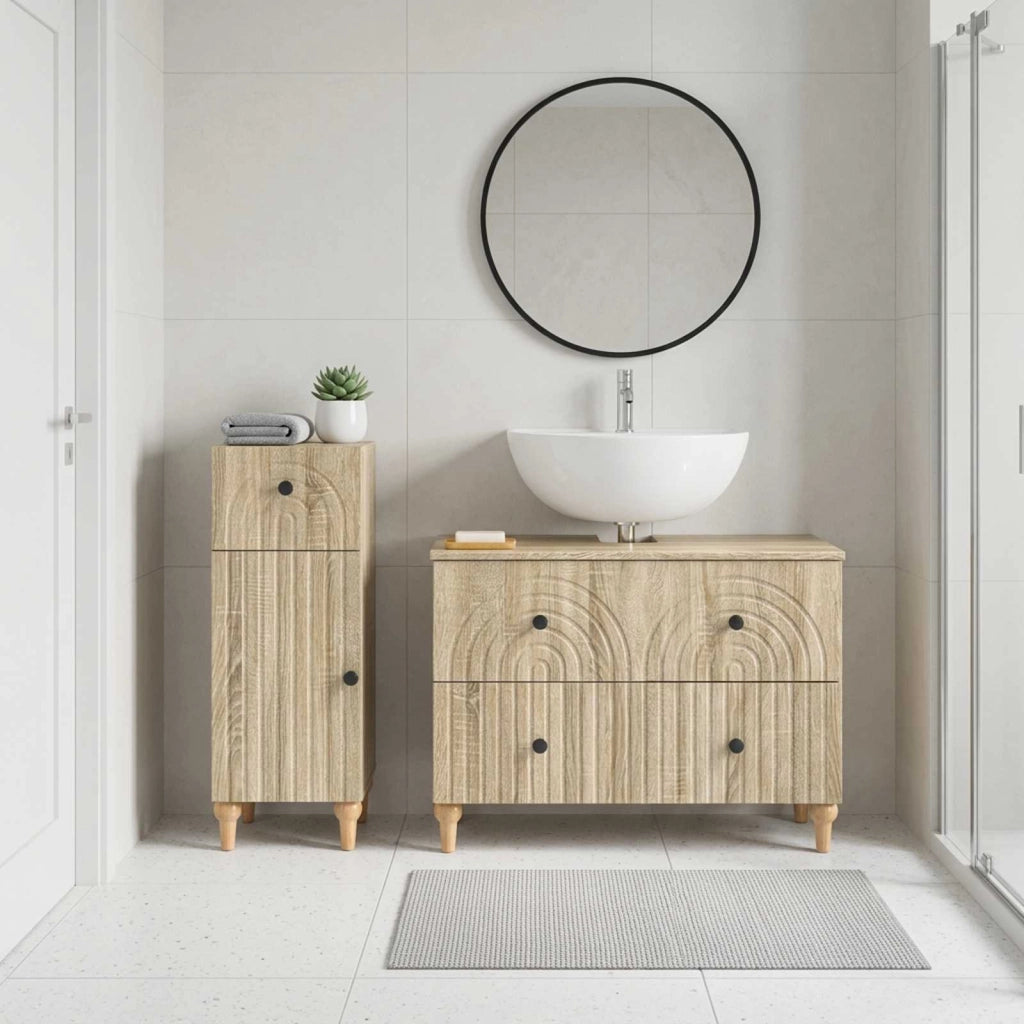 Set di Armadi da Bagno da 2 Pezzi ALKMAAR Rovere Sonoma 3417668