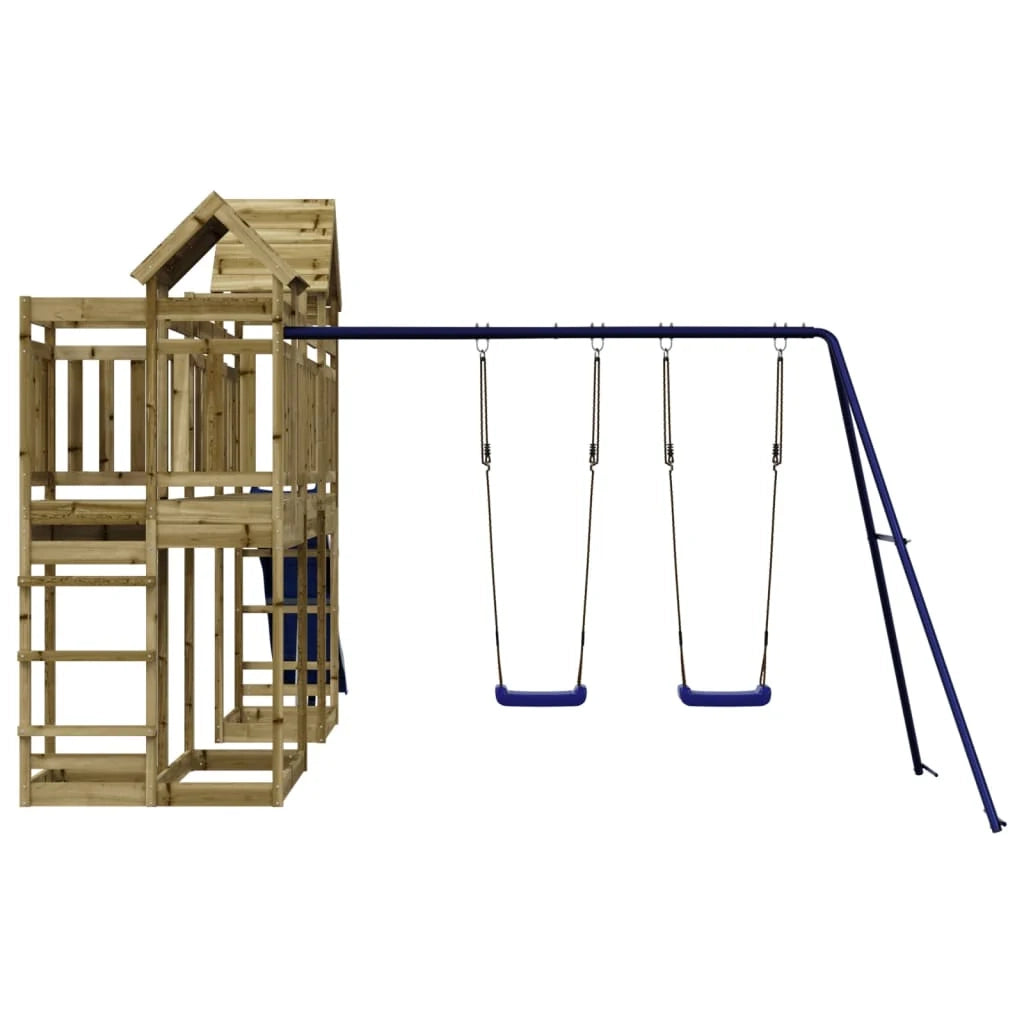 Altalene per parco giochi all'aperto scivolo altalene robuste giochi da giardino 362 x 560 x 264 cm legno di pino impregnato 02_0004787