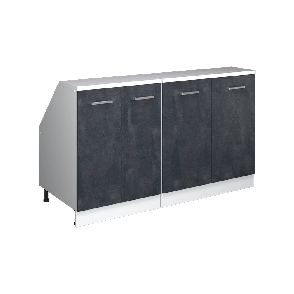 Mobile cucina sottotetto R-Line Calce nera/Bianco 140 cm Set di 2 carcasse armadio profondità 60 cm Vicco