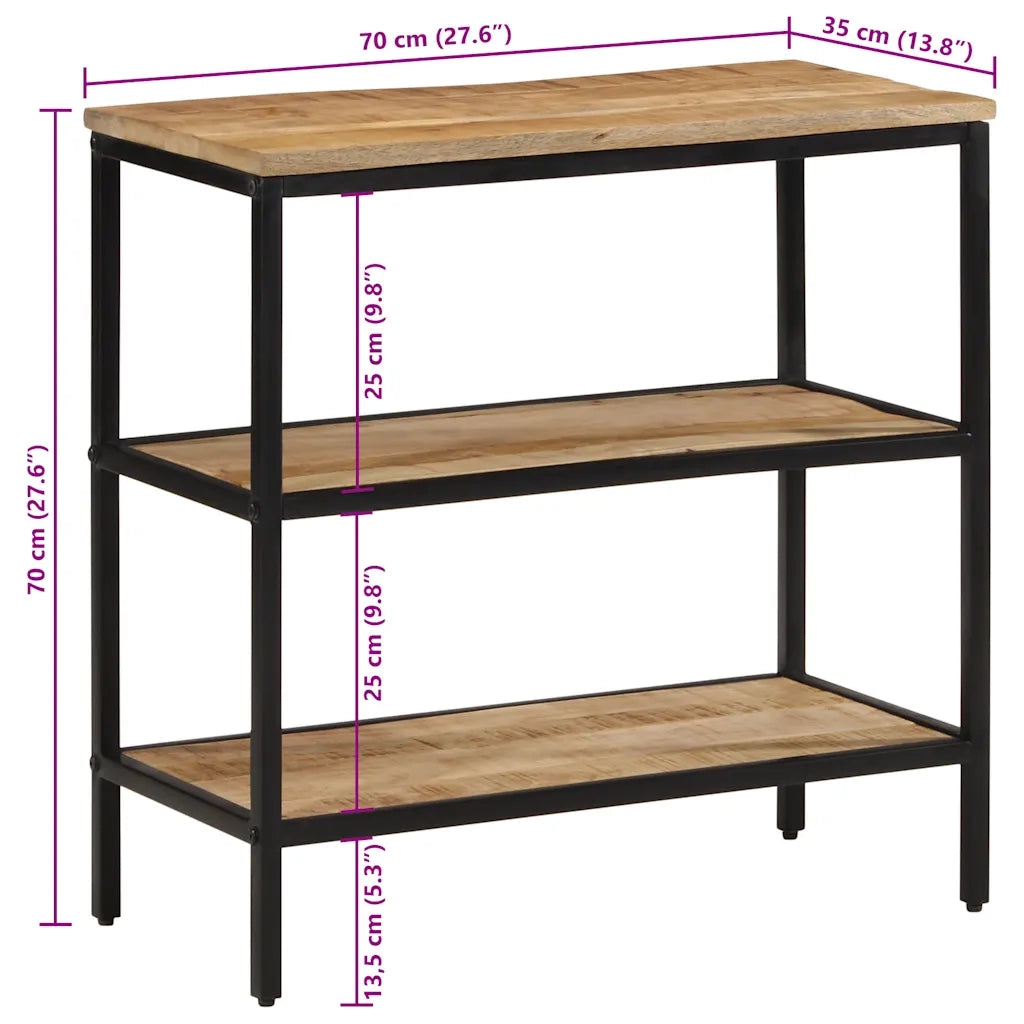 Tavolo Consolle 70x35x70 cm in Legno Massello di Mango Grezzo 374072