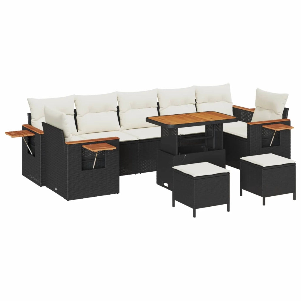 Set Divano da Giardino 10 pcs Nero polyrattan 3363030