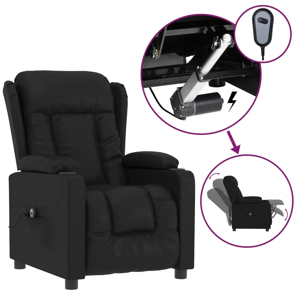 Poltrona | Sedia Relax Reclinabile Elettrica Nera in Similpelle