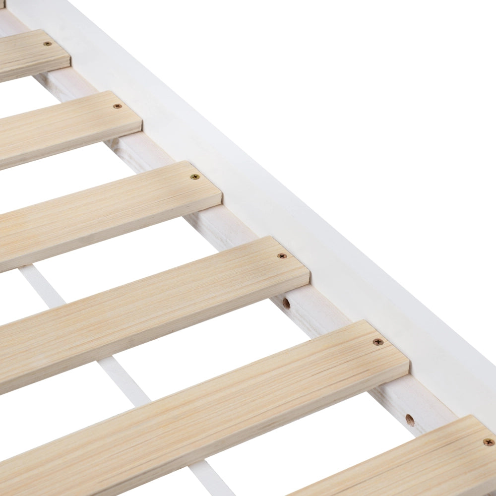 Letto a forma di tenda per bambini Struttura per letto singolo in pino bianco UE 90 x 200 cm con doghe e cassetti