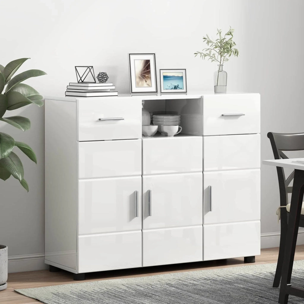 Armadio in Legno con cassetto Bianco Lucido 88,5 x 30,5 x 73 cm