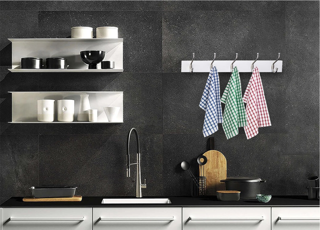Set 6 Strofinaccio Asciugamano Cucina In Cotone Tinto Filo Modello Tiffany