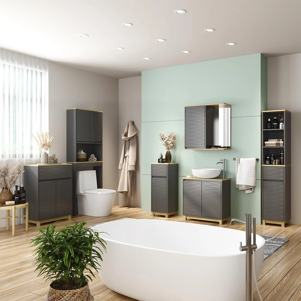 Specchio da bagno Livia, Antracite, 60 x 63 cm