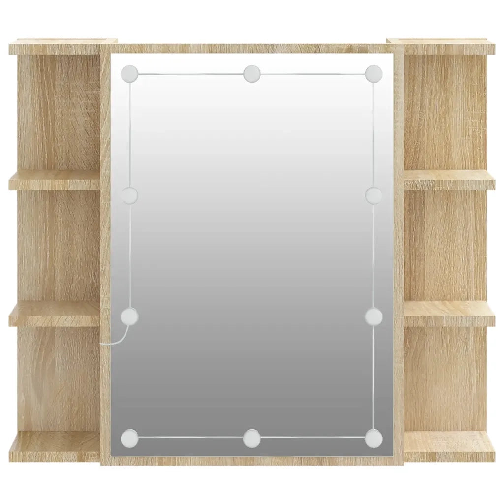 Mobile a Specchio con LED-Armadietto a Specchio Rovere Sonoma 70x16,5x60 cm