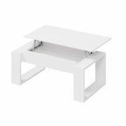 Tavolino Da Caffè Con Piano Sollevabile Rialzabile Tavolo Moderno Salvaspazio Per Soggiorno E Pranzo Ideale Per Mangiare Lavorare E Organizzare Il Living 105 X 55 X 45 Cm Bianco