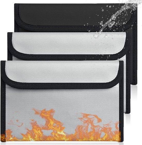 Set di Borse Documentali Resistenti al Fuoco da 3 - 205 x 12 cm - Impermeabili e Resistenti al Fuoco.