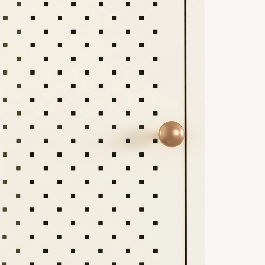 Scarpiera Coleraine con Anta 3 Ripiani Regolabili e Scomparto Aperto 115 x 43 x 35 - Acciaio Bianco Crema [en.casa]
