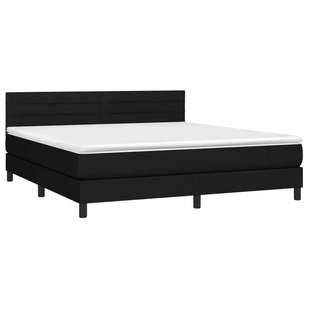 Letto a Molle con Materasso e LED Nero 160x200 cm in Tessuto cod mxl 35741